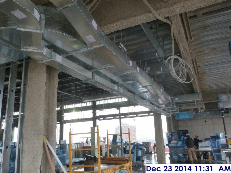 Installing ductwork at the 4th floor Facing South